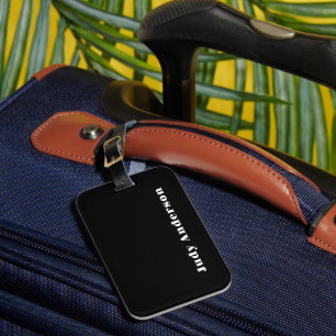 Trend Black Bold Professional Plain Modern Elegant Luggage Tag