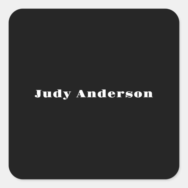 Trend Black Bold Professional Plain Modern Elegant Square Sticker (Front)