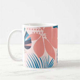 Trend bright seamless pattern with colorful tropic coffee mug