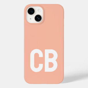 Trend Color Soft Peach Minimalist Monogram Case-Mate iPhone 14 Case
