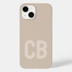 Trend Color Soft Taupe Minimalist Monogram Case-Mate iPhone 14 Case