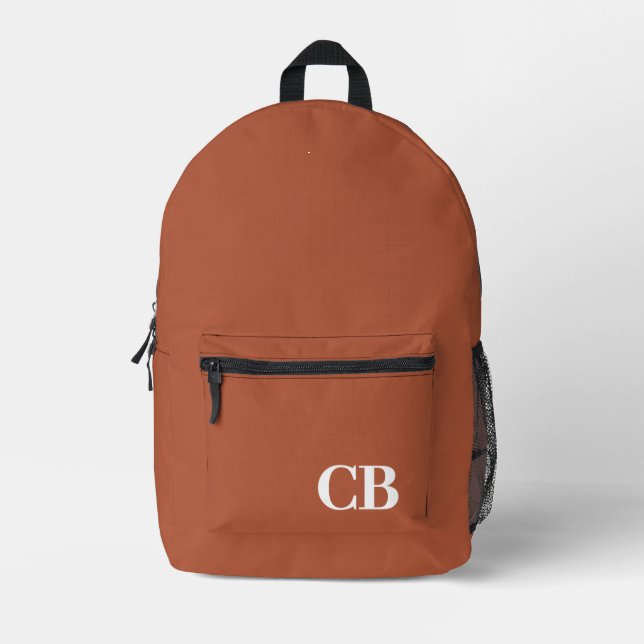 Trend Colour Burnt Copper Monogram Printed Backpac Backpack (Front)