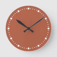 Trend Colour - Burnt Copper White Dots Round Clock