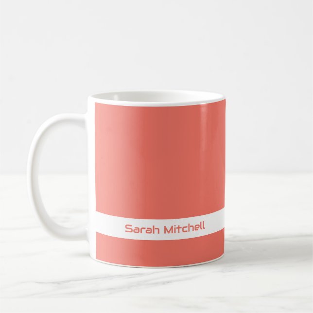 Trend Colour - Coral Sunset Name Mug (Left)