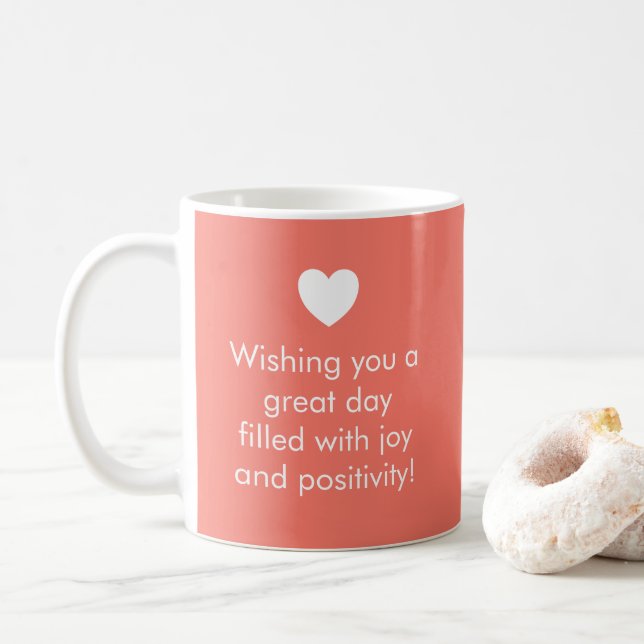 Trend Colour Coral Sunset - Name / Positivity Mug (With Donut)