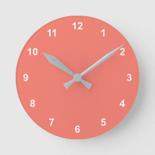 Trend Colour Coral Sunset Round Clock With Number