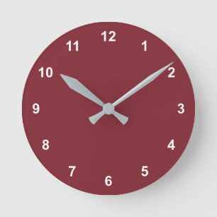 Trend Colour - Crimson Red Round Clock With Number
