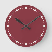 Trend Colour - Crimson Red White Dots Round Clock