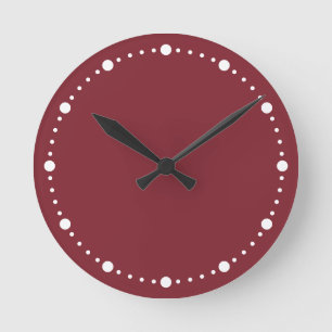 Trend Colour - Crimson Red White Dots Round Clock