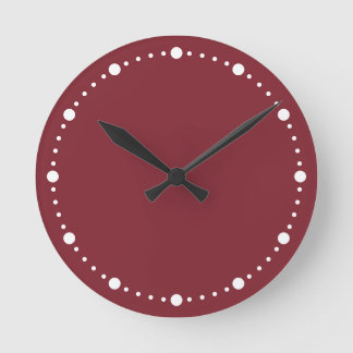 Trend Colour - Crimson Red White Dots Round Clock