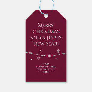 Trend Colour - Dark Burgundy Snowflake Gift Tags