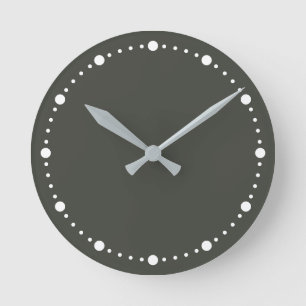 Trend Colour Dark Forest Grey White Dot Round Cloc Clock