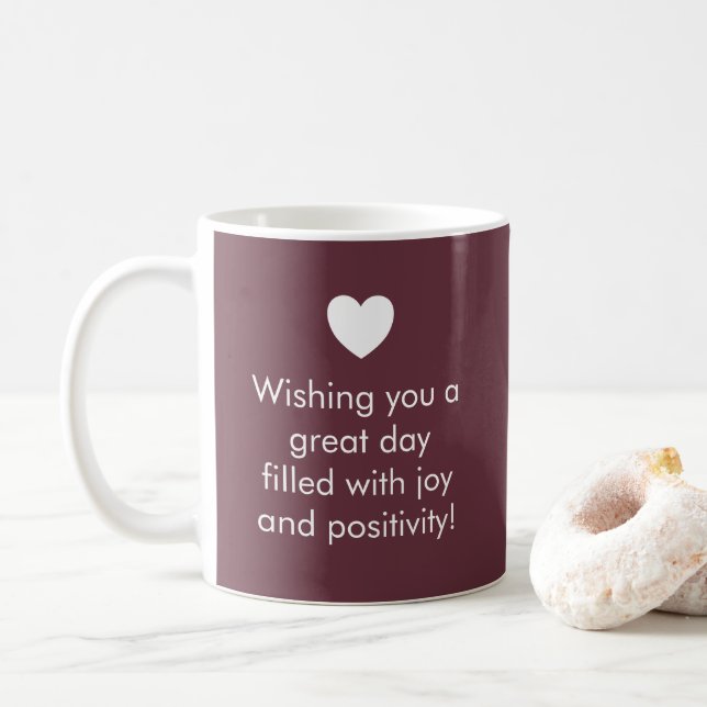 Trend Colour Dark Red Wine Name / Positivity Mug (With Donut)