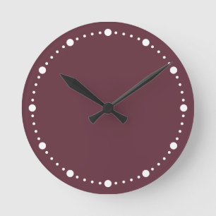 Trend Colour - Dark Red Wine White Dots Round Cloc Clock