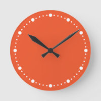 Trend Colour - Flame Red White Dots Round Clock