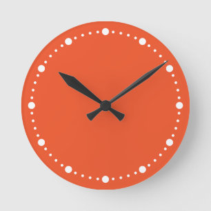 Trend Colour - Flame Red White Dots Round Clock