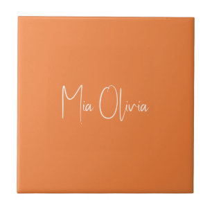 Trend Colour - Fresh Tangerine Name Ceramic Tile
