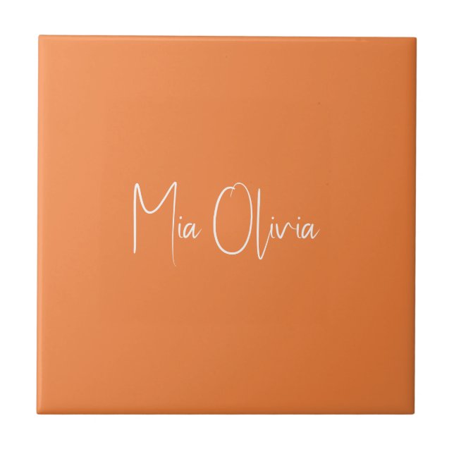 Trend Colour - Fresh Tangerine Name Ceramic Tile (Front)