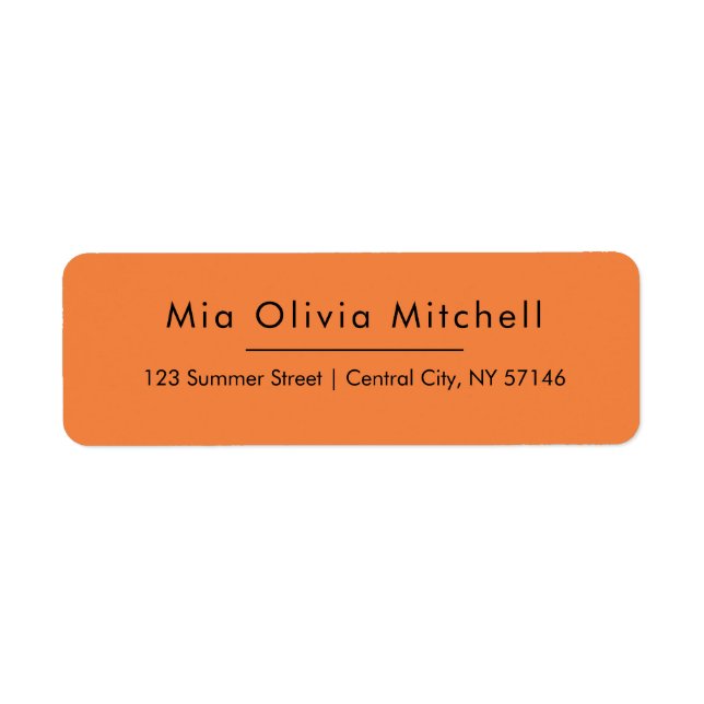 Trend Colour Fresh Tangerine Simple Address Labels (Front)