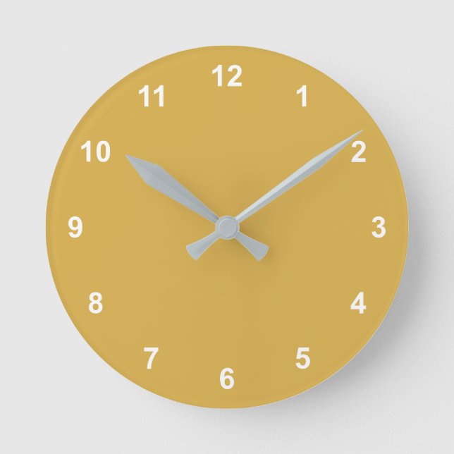 Trend Colour Golden Yellow Round Clock With Number (Front)