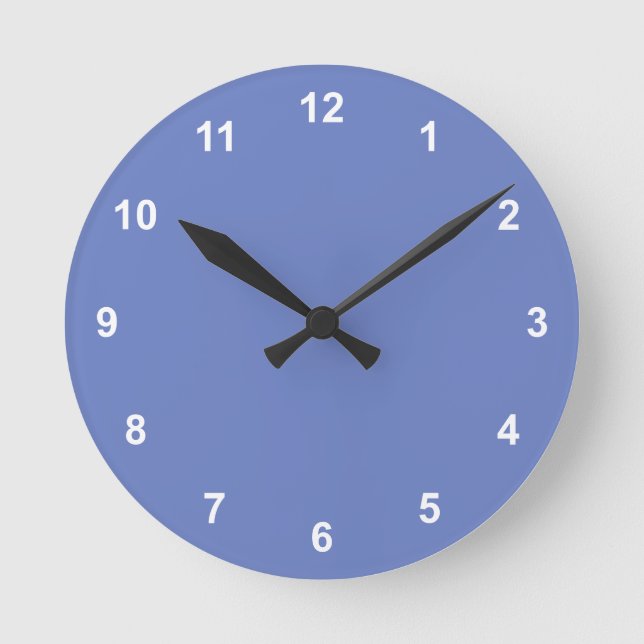 Trend Colour - Jewel Blue Round Clock With Numbers (Front)