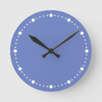 Trend Colour - Jewel Blue White Dots Round Clock