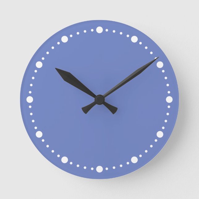 Trend Colour - Jewel Blue White Dots Round Clock (Front)
