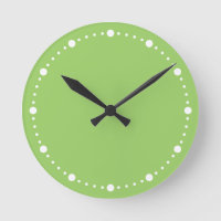 Trend Colour - Kiwi Green White Dots Round Clock