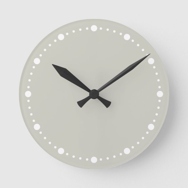Trend Colour Light Silver Grey & Dots Round Clock (Front)