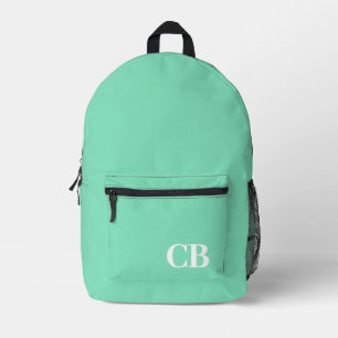 Trend Colour - Minty Gree Monogram Printed Backpac Backpack