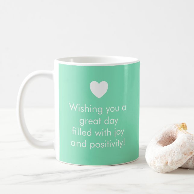 Trend Colour Minty Green - Name / Positivity Mug (With Donut)