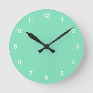 Trend Colour - Minty Green Round Clock With Number