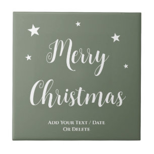 Trend Colour Muted Greenish Grey Christmas Ceramic Tile