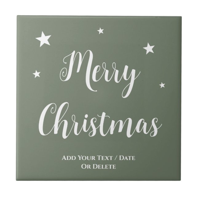 Trend Colour Muted Greenish Grey Christmas Ceramic Tile (Front)
