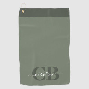 Trend Colour  Muted Greenish-Grey Script Golf Towe Towel