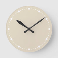 Trend Colour - Natural Beige White Dots Round Cloc