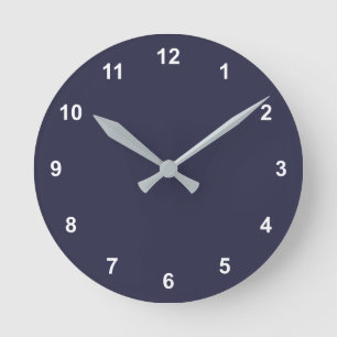 Trend Colour - Navy Blue Round Clock With Numbers