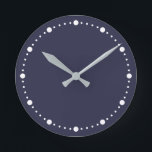 Trend Colour - Navy Blue White Dots Round Clock<br><div class="desc">Trend Colour Dark Navy Blue. Modern and stylish solid coloured round clock with white dots minute and hour markers. Ideal for adding an elegant nautical touch to your home decor. Simple and clean design with solid colours for a timeless appeal. Shop our Autumn & Winter trend colours for other products...</div>