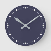 Trend Colour - Navy Blue White Dots Round Clock