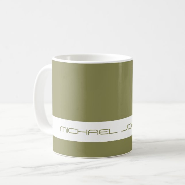 Trend Colour Olive Green - Futuristic Name Mug (Front Left)