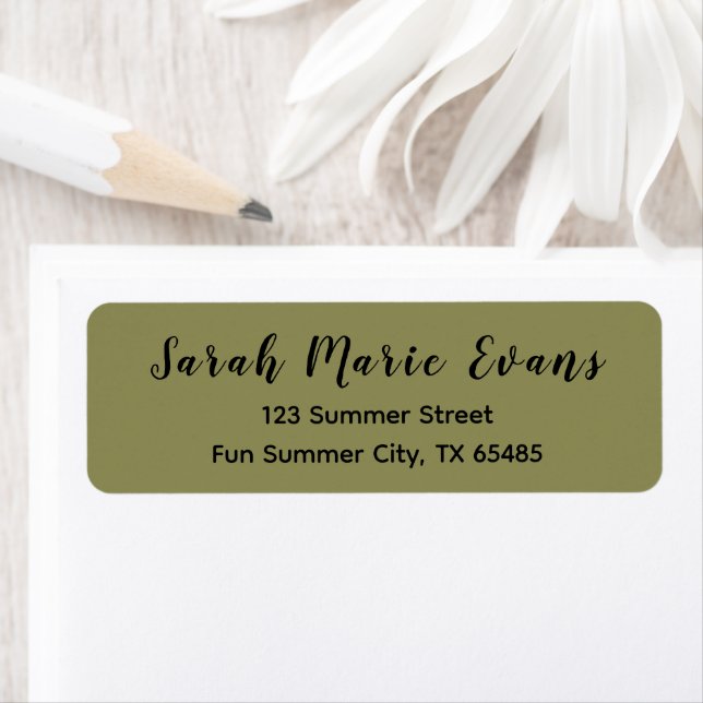 Trend Colour - Olive Green Return Address Labels (Insitu)