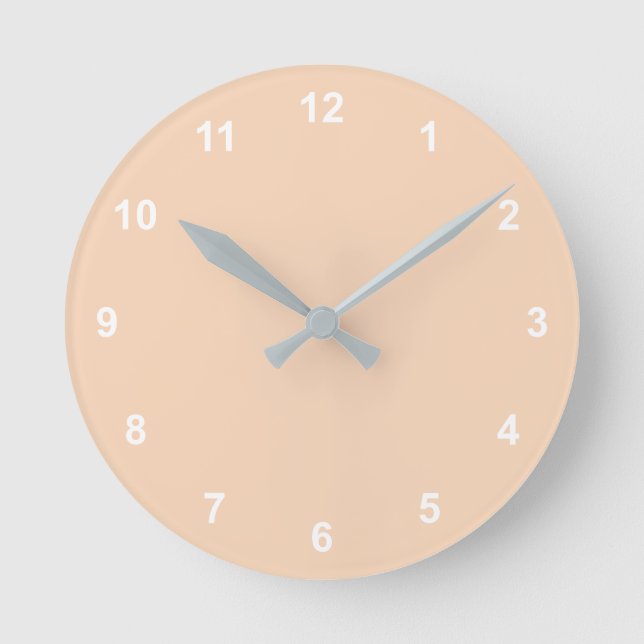 Trend Colour - Peach Blush Round Clock With Number (Front)