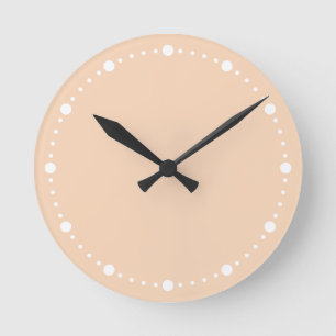 Trend Colour - Peach Blush & White Dots Round Cloc Clock