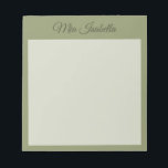 Trend Colour Reed Green Classic Notepad<br><div class="desc">Notepad with personalizable name in solid reed green colour. -- This modern and stylish Notepad adds an elegant and minimalist touch to your organisational essentials. Its simple and clean design in solid colour offers a timeless appeal. Explore our trendy colours for more products in the same shade or discover other...</div>