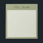 Trend Colour Reed Green Classic Notepad<br><div class="desc">Notepad with personalizable name in solid reed green colour. -- This modern and stylish Notepad adds an elegant and minimalist touch to your organisational essentials. Its simple and clean design in solid colour offers a timeless appeal. Explore our trendy colours for more products in the same shade or discover other...</div>