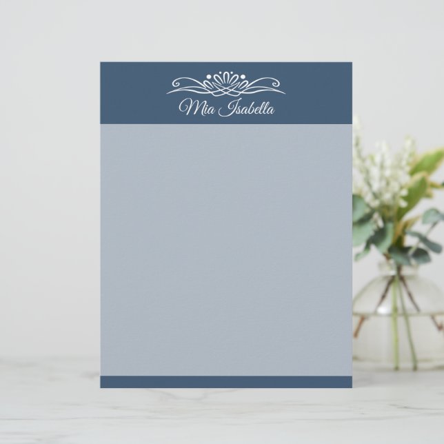 Trend Colour Serious Blue Classic Name Letterhead (Standing Front)
