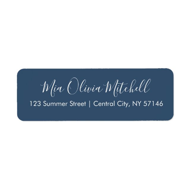 Trend Colour Serious Blue Elegant Address Labels (Front)