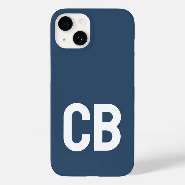 Trend Colour Serious Blue Minimalist Monogram Case-Mate iPhone Case (Back)