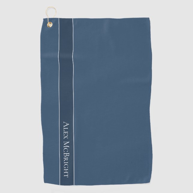 Trend Colour Serious Blue Modern Name Golf Towel (Front)
