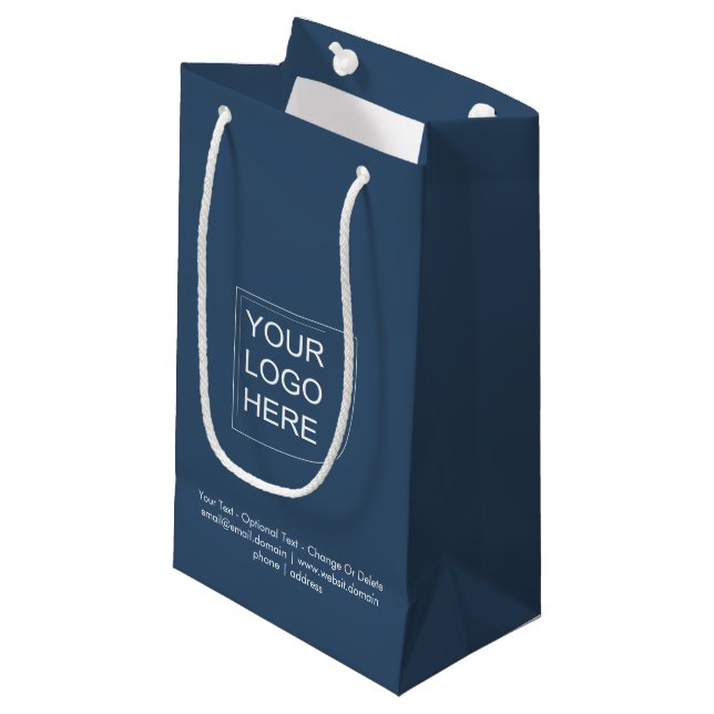 Trend Colour - Serious Blue Small Logo Gift Bag (Front Angled)